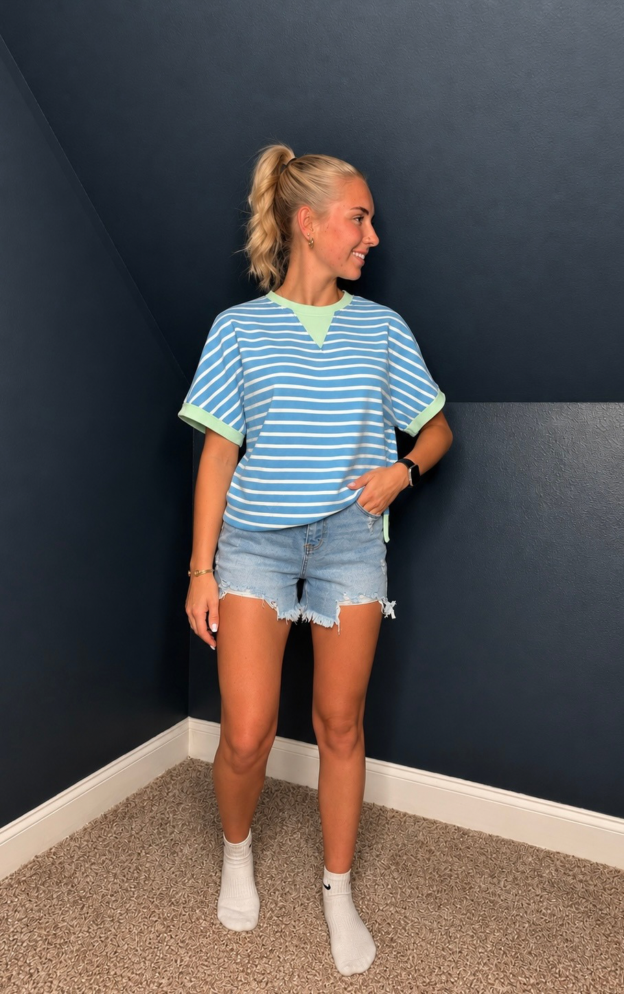 The Sky Blue Striped Top