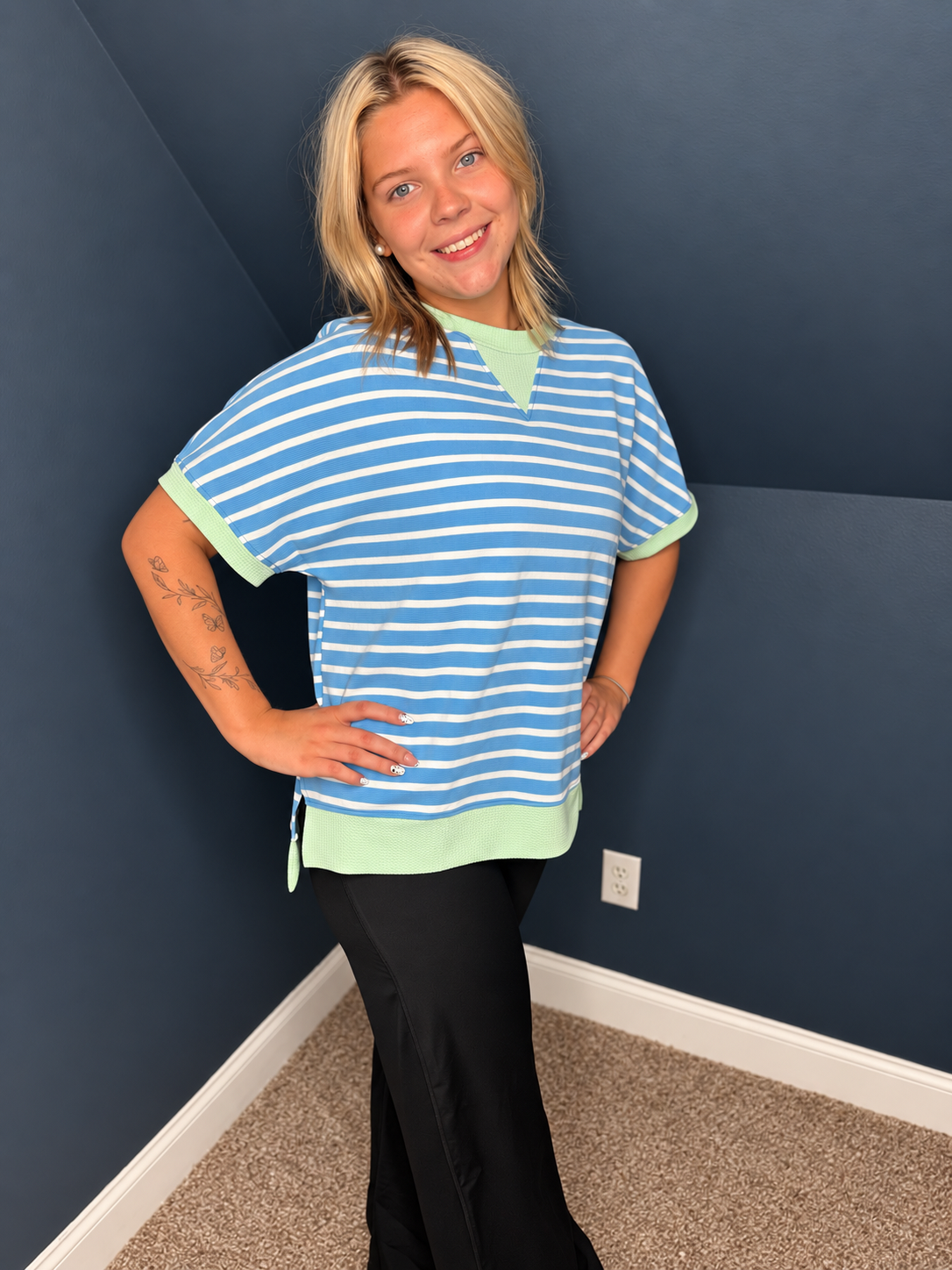 The Sky Blue Striped Top