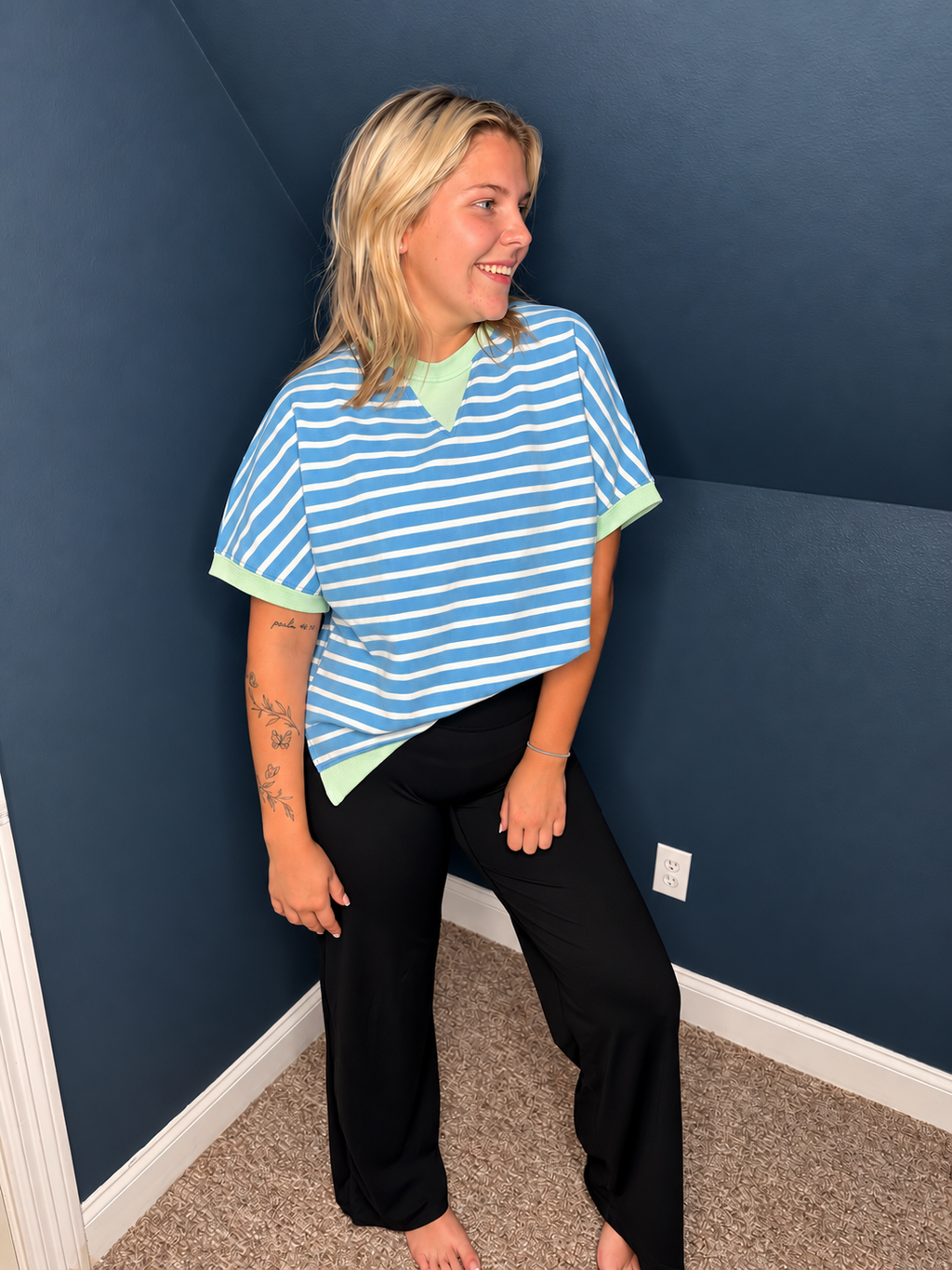 The Sky Blue Striped Top