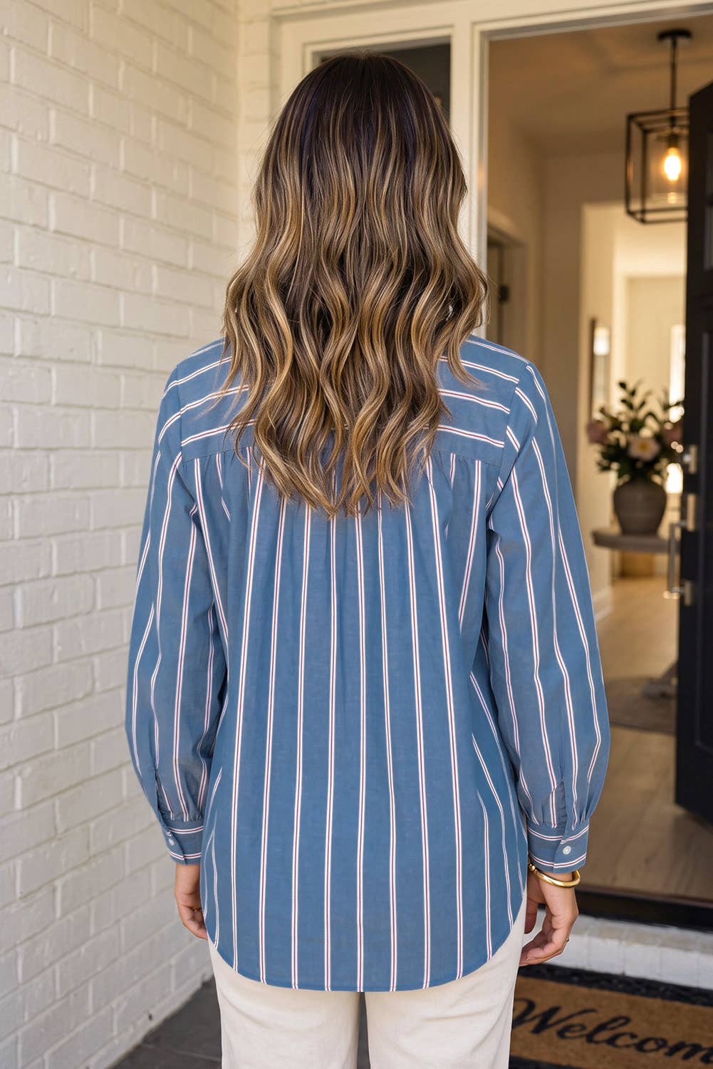 Sky Blue Striped Button Down